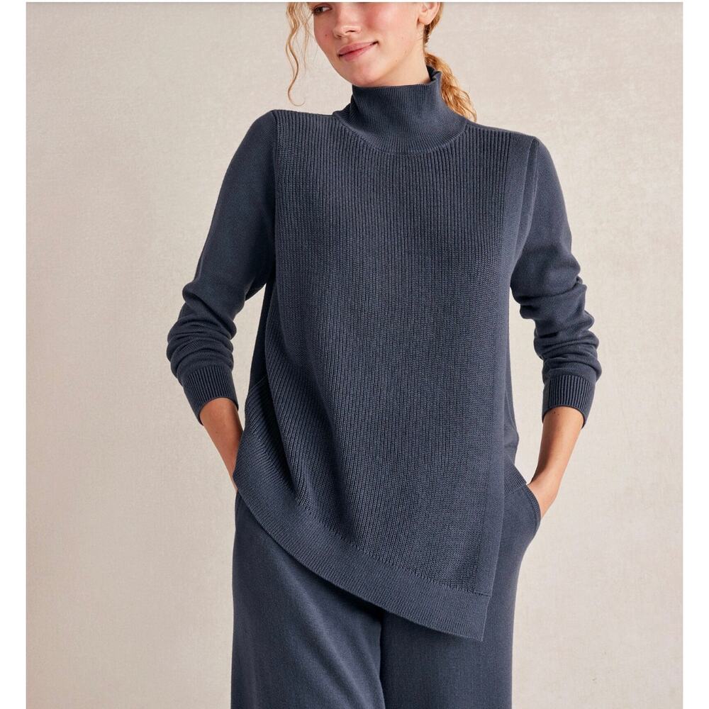 Haven Well Within Blue Organic Cotton Cashmere Drape-Front Sweater pants set XXL